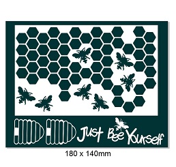 Just bee yourself.Bee hive,honeycomb,bee. 140 x 180mm .Min buy 3